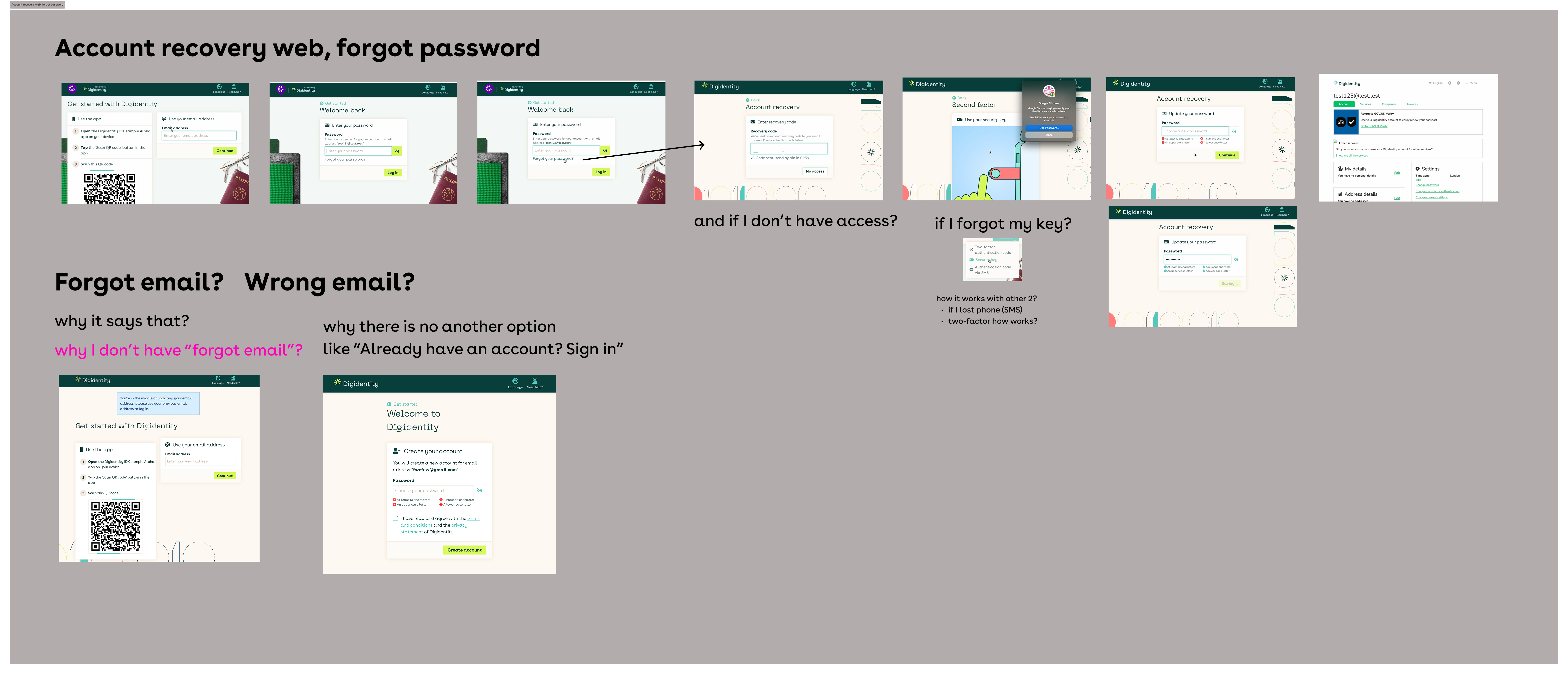 Account recovery web — forgot password flow