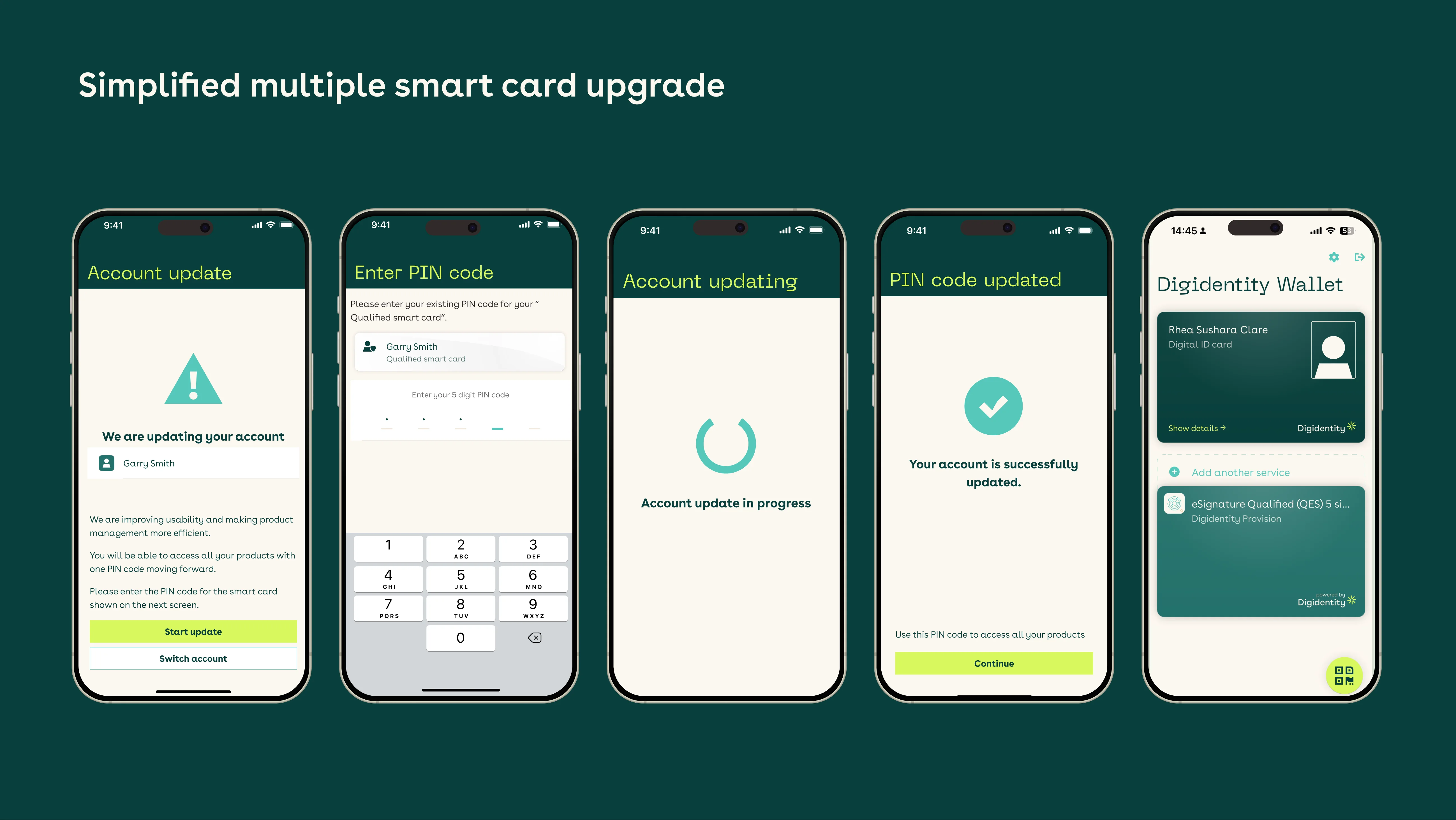 Migration flow screens — detailed view