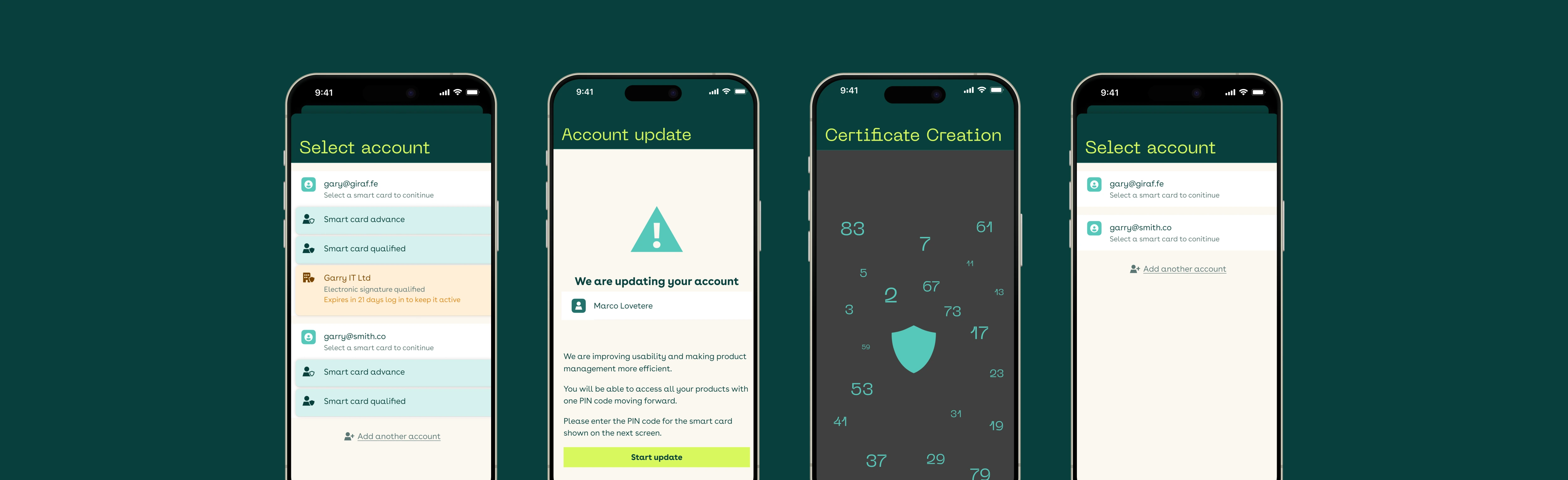 Single PIN consolidation — before and after screens