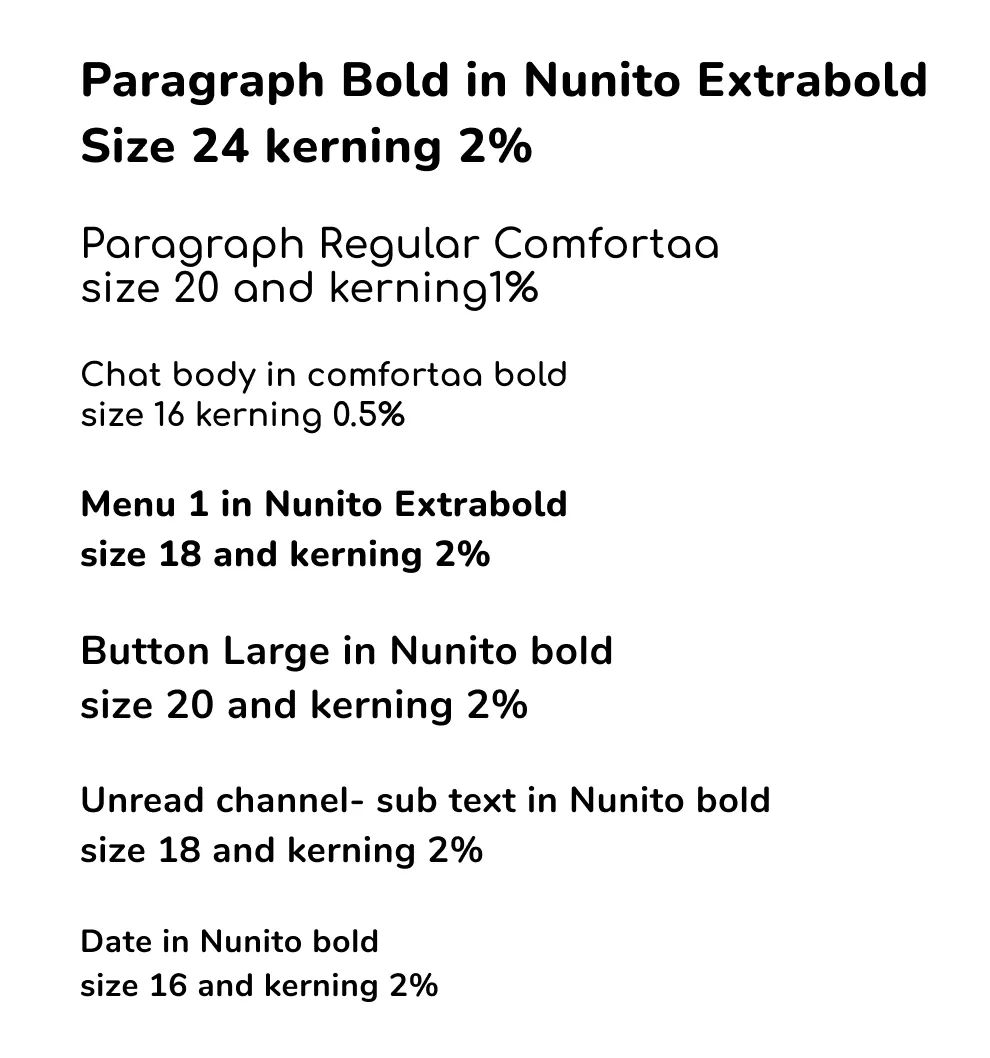Typography scale — Nunito and Comfortaa
