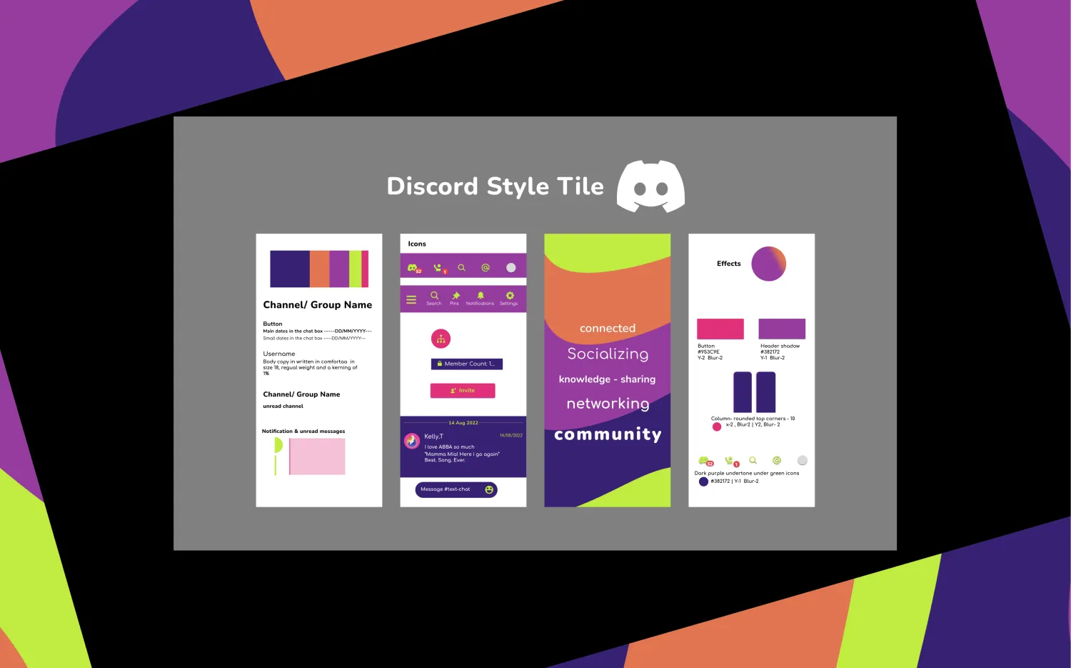 Discord style tile — components, icons, effects