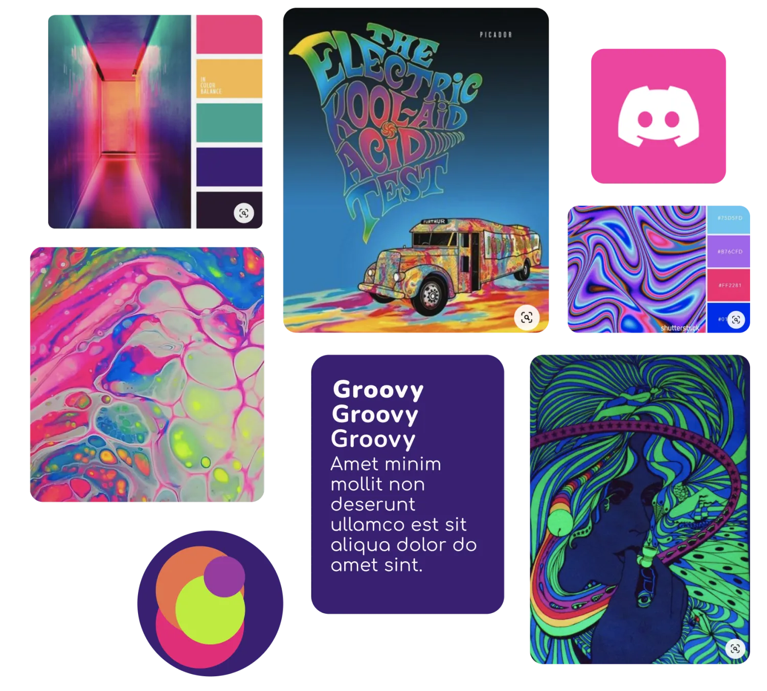 Acid Drip mood-board — psychedelic references and palette