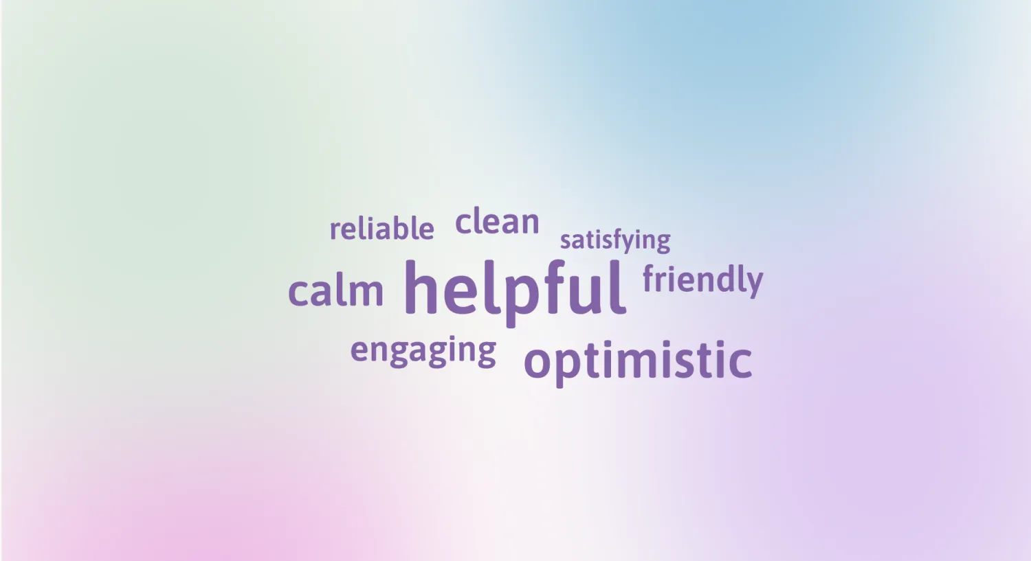 Desirability reaction words — helpful, calm, optimistic, friendly, reliable, engaging